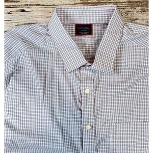 Untuckit Shirt Mens 2XL XXL Blue Pink Check Long Sleeve Stretch Nylon‎ Casual
